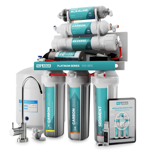 NU Aqua Platinum Series 6 Stage Alkaline 100GPD RO System with Booster Pump