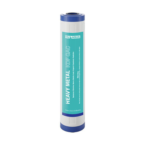 NU Aqua 4.5" x 20" Heavy Metal Whole House KDF GAC Filter