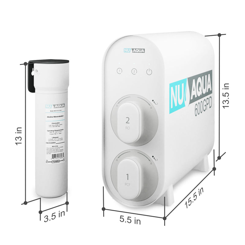 NU Aqua Efficiency Series Tankless 600GPD Alkaline Remineralization Reverse Osmosis System 2:1 Pure To Waste