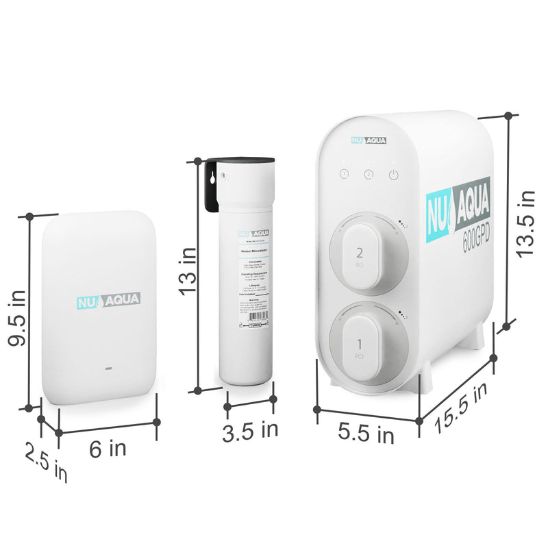 NU Aqua Efficiency Series Tankless 600GPD UV Sterilizer & Alkaline Remineralization Reverse Osmosis System 2:1 Pure To Waste