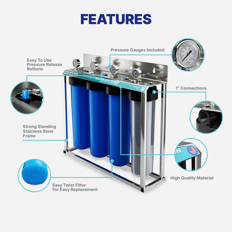 NU Aqua 4 Stage Whole House Salt Free Water Softener With Total Filtration