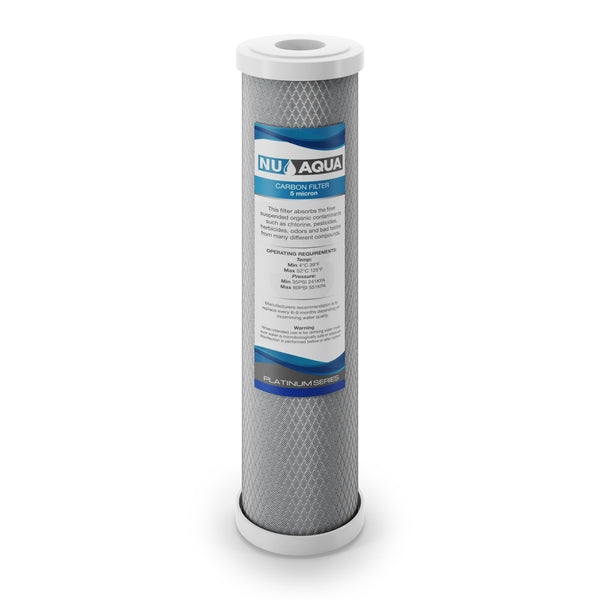 Reverse Osmosis Replacement Water Filters NU Aqua Platinum Series 5 Micron Carbon Block Filter - close up